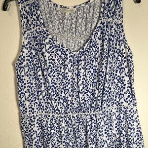 Lucky Brand Blue White Pattern Top